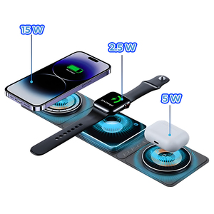 Estación de Carga Inalámbrica Magnética Plegable 3 en 1 Portátil, Nueva, para Apple Watch, iPhone y Airpods - Product Image 3