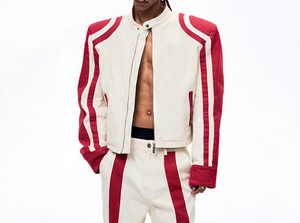 Conjunto Deportivo Unisex, Chaqueta Bomber a Rayas y Pantalones Acampanados, Cierre de Cremallera, Corte Holgado, Ropa de Primavera - Product Image 5