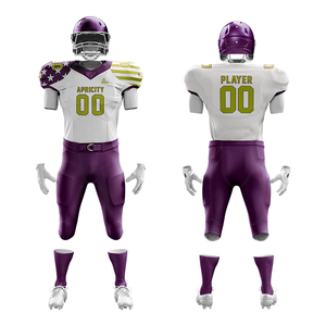 Ensembles d'uniformes de football américain personnalisés en gros, manches courtes, respirants, séchage rapide, grandes tailles, 100 % polyester, pantalons renforcés pour équipe - Product Image 5