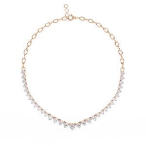 Colliers de tennis élégants de forme ronde en or blanc or rose avec diamants de laboratoire Design de bijoux de luxe - Product Image 2