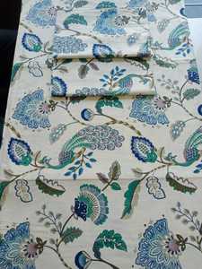 Sábanas de 100% algodón hechas a medida en varios tamaños en diseños florales en diseños de flores de color azul océano para fines de reventa. - Product Image 2