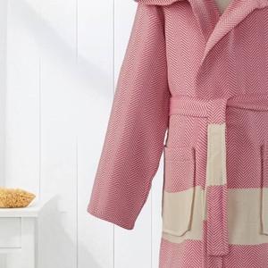 Herringbone Kids Turkish <b>Bathrobe</b> <b>Hooded</b>, Ages 5-8, 100% Cotton - Product Image 4
