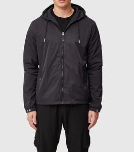 Chaqueta cortavientos ligera de malla forrada con capucha para viajes al aire libre para hombre - Product Image 1