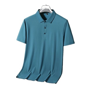Verano de gama alta para hombres para Polo transpirable seda de hielo Color sólido nueva media manga Casual solapas negocios-apropiado fino - Product Image 3