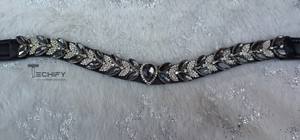 Bandeaux équestres en cuir véritable de haute qualité pour chevaux avec chaîne en cristal dans de nombreuses couleurs Dressage Brow band - Product Image 2