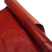 Cuir de chèvre véritable 100% de qualité supérieure, rouge foncé, avec finition cirée, grainé, respectueux de l'environnement, certifié LWG, pour sacs à main et chaussures