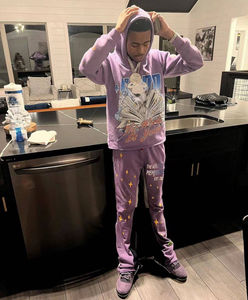 ชุดวอร์มผ้าคอตตอนฟลีซมีฮู้ดสำหรับผู้ชายชุดวอร์มผ้าคอตตอนฟลีซพิมพ์ลายใหม่2025 - Product Image 4