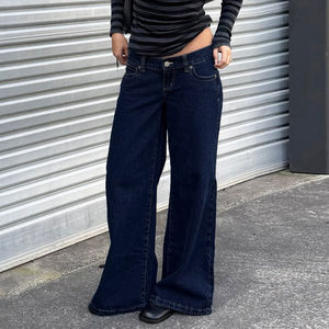 Pantalon en jean noir ample, pantalon en denim vintage délavé à l'acide avec poches décontractées, jean en vente promotionnelle avec logo personnalisé - Product Image 6