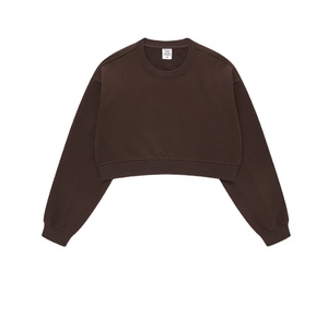 Vente chaude surdimensionné haut court pantalon de survêtement 2 pièces ensemble pour femmes personnalisé col rond lavage à l'acide coton lourd paillettes délavé à la pierre - Product Image 4