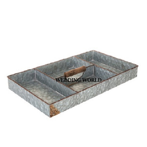 Galvanized Rustic <b>Utensil</b> Tray Rectangle Shape tabletop Flatware Caddy Classic Stylish Vintage <b>Utensil</b> Caddy - Product Image 1