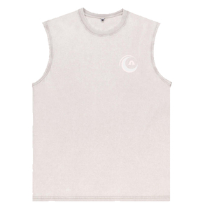 Débardeur de gymnastique pour hommes surdimensionné avec emmanchures 100% coton Fitness Vest Breathable Casual Style Acid Wash Embroidery - Product Image 3