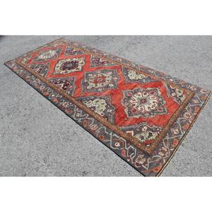 Alfombra Kilim de lana roja y gris clásica, diseño de retazos Rectangular de 4,8x11,1 pies para entrada, sala de estar, 10mm de espesor, nuevo estilo - Product Image 2