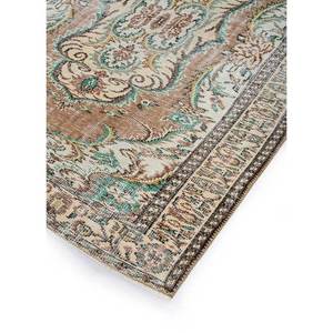 Tapis en laine noué à la main beige-brun vintage pour la maison - Idéal pour salon, couloir, entrée, chambre d'adolescent - Motif médaillon rectangulaire en puzzle - Product Image 2