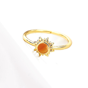 Carnelian Sun Ring Gold Plated Sterling Silver Handmade Natural Carnelian Rings <b>Light</b> Luxury Jewelry Celestial Jewelry Suppliers - Product Image 3