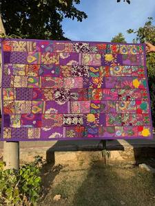 พรมแขวนผนังโบฮีเมียนอินเดียผ้าปะลายส่าหรีวินเทจผ้าฝ้ายทำมือตกแต่งผนังซักได้สำหรับโอกาสดิวาลิ - Product Image 2