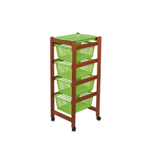 Carrito de Almacenamiento MASLEGNO MAS121 de Madera de Haya Sólida Premium, Bandeja Extraíble, 4 Cestas de Plástico Aptas para Alimentos, Diseño Moderno y Versátil - Product Image 5
