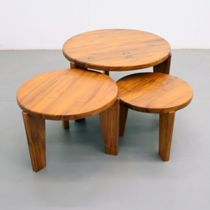 Трехногий журнальный столик из тикового дерева из Индонезии небольшого размера для гостиной - Product Image 6