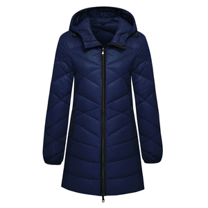 Abrigo largo acolchado de Color negro Palin de alta calidad para mujer, logotipo personalizado, tela transpirable, relleno de algodón, chaqueta Parka ultra cálida - Product Image 5