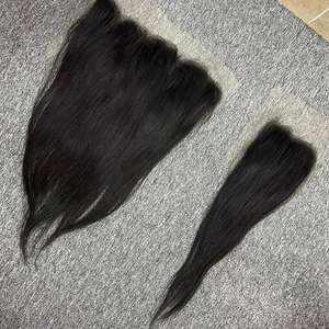 Fermeture de cheveux humains droits naturels 100% et extension de cheveux de trame de peau brute non traitée frontale d'un seul donneur - Product Image 1