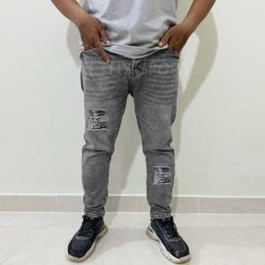Jeans de rue haute pour hommes, nouvelle mode, pantalons droits et réguliers en denim de travail, grande taille, tricotés et brodés, vente en gros personnalisée - Product Image 4