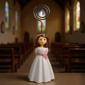 Figura Niña de la Comunión con Pinza de 5 cm, Elegante Decoración Religiosa para Eventos - Product Image 3