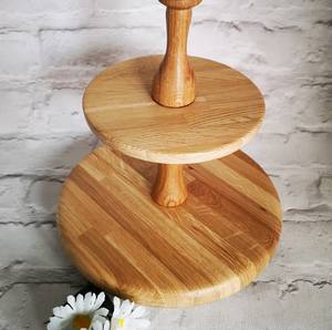 Support à Dessert en Bois Premium à 2 Niveaux avec Poignée en Métal Doré, Présentoir Élégant pour Gâteaux, Cupcakes, Fêtes et Décoration Intérieure - Product Image 3