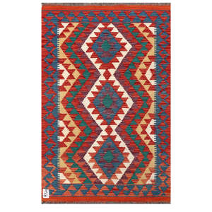 Alfombra Kilim de Maimana, Afganistán, 126 x 81 cm, Producto para Colgar en la Pared - Product Image 1
