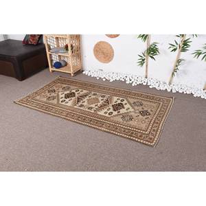 Classique Marron Beige Géométrique Kilim Tapis Vintage Turc 3.4X6.2 pieds Patchwork Laine Armure Latex Rayé Couloir Rectangulaire - Product Image 3
