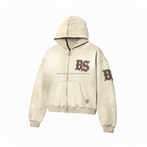 Women's zipper hoodie thick fleece 500 GSM warm winter wear soft <b>brushed</b> cotton custom chenille logo design basics hoodies - Product Image 4