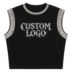 Glory Custom High Quality <b>Rhinestone</b> Tank <b>Top</b> New Trendy Vintage Style 100% Cotton Soft Breathable Fabric For Unisex Street Wear - Product Image 1