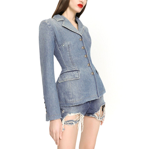Haute qualité pas cher prix femmes à manches longues veste en jean respirant printemps mode Nylon décoration jean veste - Product Image 5
