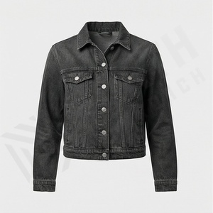 Veste en jean courte décontractée pour femmes, vêtements d'été, coupe ajustée, boutonnée, manches longues, streetwear, service personnalisé OEM, manteau tendance - Product Image 1