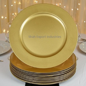 Placa de cargador de Metal chapada en oro Placa de vajilla de mesa para el hogar y la boda Placas de cargador decorativas de forma redonda - Product Image 4