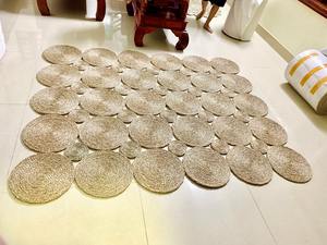 Tapis carrés écologiques en jonc de mer naturel pour la décoration intérieure, paillassons faits à la main en paille, fabriqués au Vietnam - Product Image 6