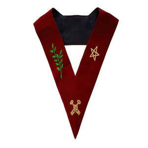 Nouvelle arrivée colliers d'officier maçonnique réglable Royal marron tissu brodé personnalisé meilleure vente produit - Product Image 1