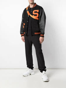 Veste universitaire vintage pour homme grande taille OEM, logo brodé personnalisé, veste de baseball en cuir, veste de style streetwear ample - Product Image 4