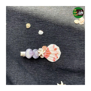 กิ๊บติดผมเปลือกหอยธรรมชาติทำด้วยมือสำหรับผู้หญิงชุดชายหาด - Product Image 4