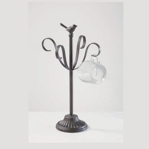 Rustic Metal Mug Holder Stand With Curved Hooks For Kitchen Countertop Tableware <b>Storage</b> Rack Single Tier Durable Design - Product Image 1