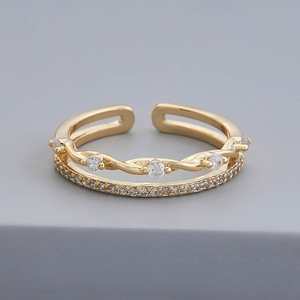 Bague géométrique en acier inoxydable plaqué or de style coréen pour offrir en cadeau - Product Image 2