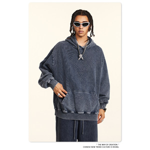 Ensemble sweat-shirt et pantalon de survêtement vintage STREETLAB pour homme, coupe ample, coton 420 g/m², streetwear, noir, gris, bleu, taille S - Product Image 4