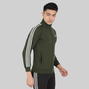 FS Men's Green Sporty <b>Racer</b> <b>Jacket</b> Stand Collar Zipper Breathable Polyester Autumn Wear - Product Image 3