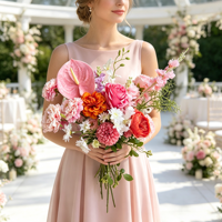 Lot de 2 bouquets de fleurs artificielles en soie, pétales multicouches, couleurs assorties, pour centre de table de mariage, bouquet de mariée, vase de fête, décoration intérieure