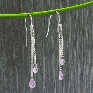 Fabulous Look 925 Sterling Silver Pink Cubic Zirconia Classic Look Pendientes para fiestas de cumpleaños Joyería hecha a mano Proveedor a granel - Product Image 2