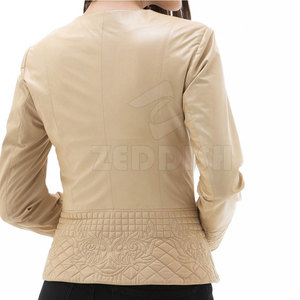 Chaqueta de cuero clásica de nuevo diseño para mujer, chaqueta de cuero de alta calidad para mujer a la venta - Product Image 4