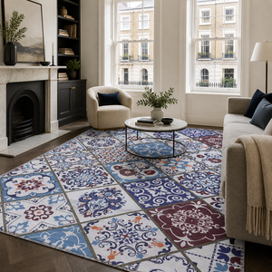 Alfombra lavable geométrica azul marino Netline Home Noble Lattice - Product Image 1