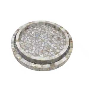 Plateau de service rond en bois et en métal personnalisé pour la maison et l'hôtel Plateaux décoratifs en Inde - Product Image 3