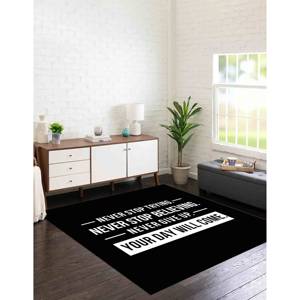 Tapis avec citation inspirante : Décoration noire moderne, tapis imprimé, tapis à poils doux - Product Image 5