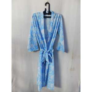 Bata de algodón suave con estampado de bloques al por mayor del fabricante, camisón largo, ropa de playa, ropa de dormir, cinturón Kimono, informal, de verano para mujer - Product Image 6