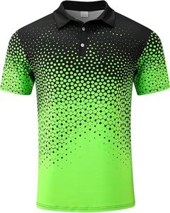 Polo de golf pour hommes, coupe sèche, évacuation de l'humidité, manches courtes 100% polyester tricoté, imprimé performant - Product Image 1