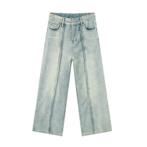 Mid Waist Men <b>Denim</b> <b>Trousers</b> Bulk Supply Straight Leg Fashionable Pants Cotton Fabric With Zipper Closure and Five Pockets - Product Image 6